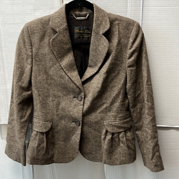 Small blazer brown tweed fabric lined - Picture 3 of 8